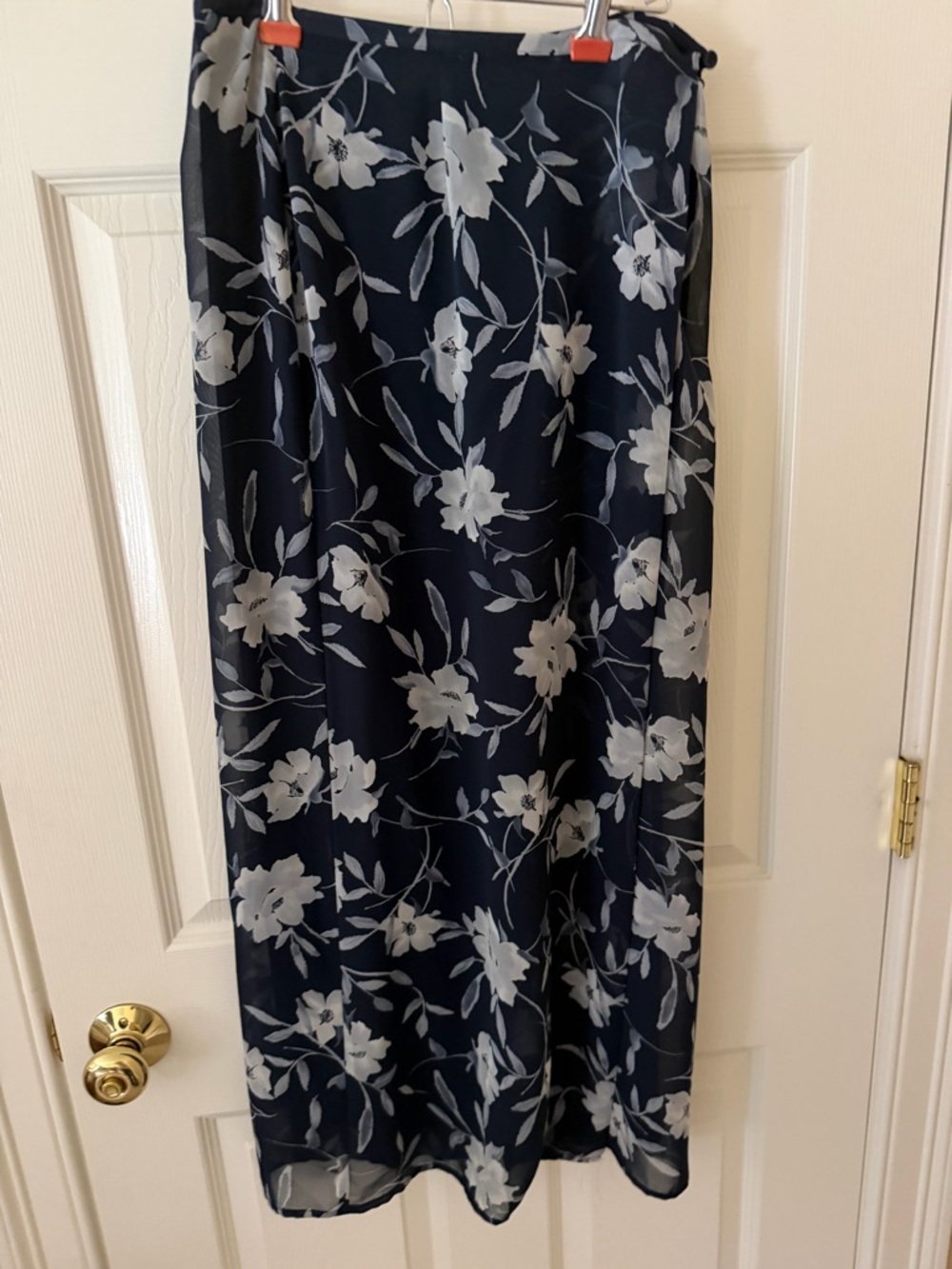 Express Navy Floral Midi Skirt